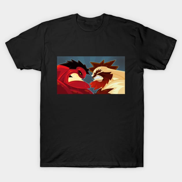 Red Hulk vs Zangief T-Shirt by vancamelot